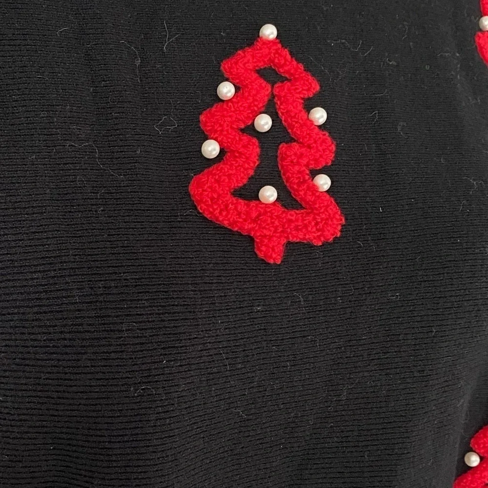 Aaeda Long Sleeve Festive Trees Sweater Ugly Christmas Holiday NWT Size L